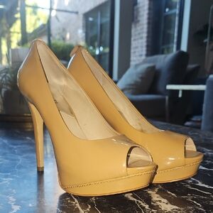 MICHAEL Michael Kors Tan Peep-Toe Heels